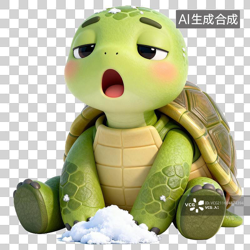 【AI数字艺术】3D拟物风格二十四节气春天惊蛰元素冬眠刚醒的动物醒来乌龟图片素材