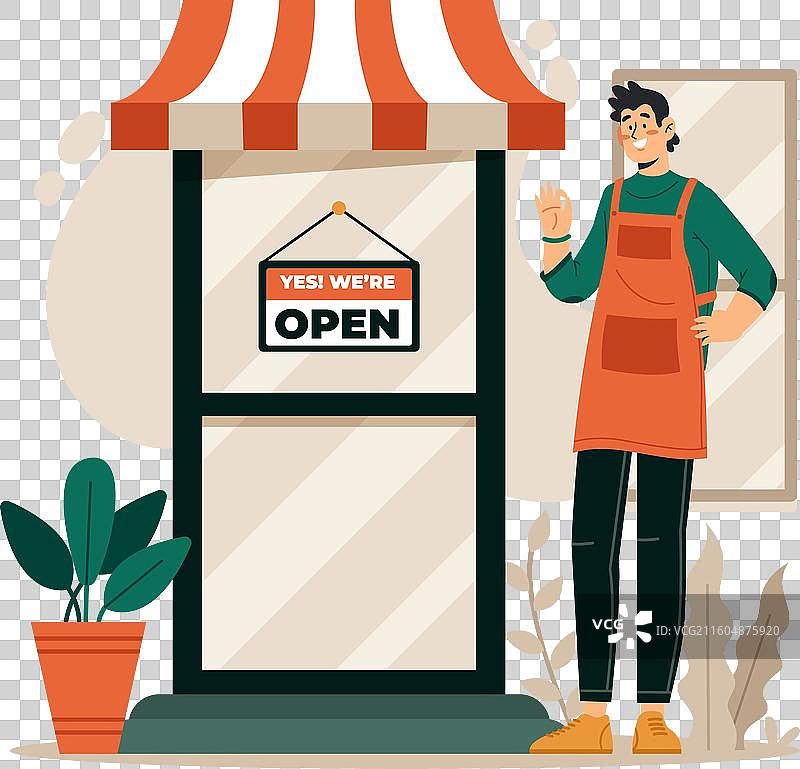 挂着“营业中”招牌的商店图片素材