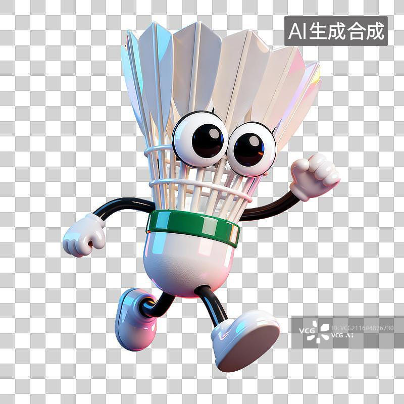 【AI数字艺术】3D渲染，卡通拟人羽毛球，羽毛球，体育运动，休闲运动，免抠元素图片素材