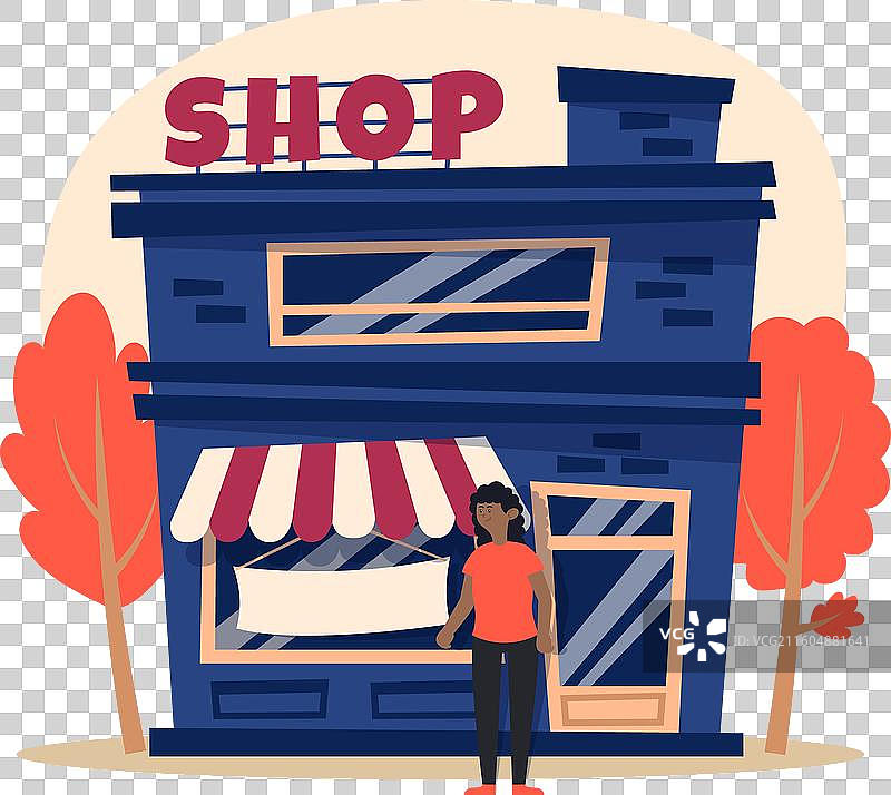 标有“我们营业”的商店图片素材