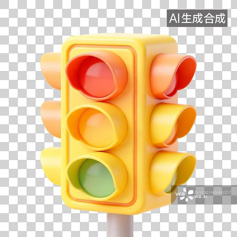 【AI数字艺术】3D渲染，红绿灯，交通规则，交通安全，免抠元素图片素材