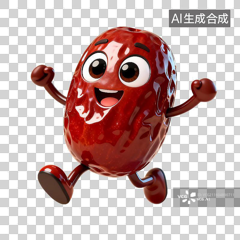 【AI数字艺术】3D渲染，卡通拟人红枣，红枣，美食，围炉煮茶免抠元素图片素材