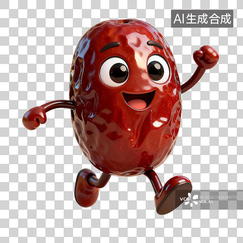 【AI数字艺术】3D渲染，卡通拟人红枣，红枣，美食，围炉煮茶免抠元素图片素材