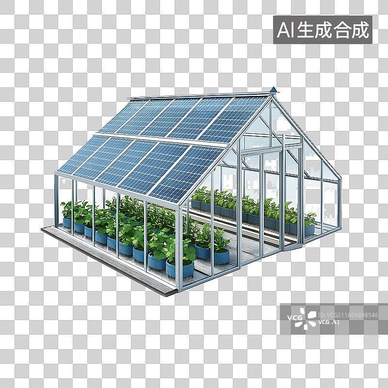 【AI数字艺术】光伏太阳能温室大棚现代农业种植元素图片素材