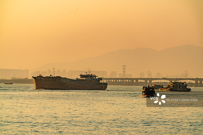 珠海洪鹤大桥日落图片素材