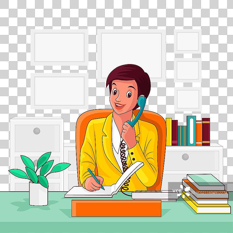 手绘接待员卡通图片素材