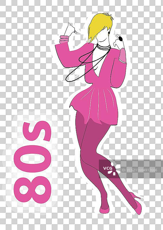 年轻女子穿着新浪潮音乐风格的服装跳舞图片素材