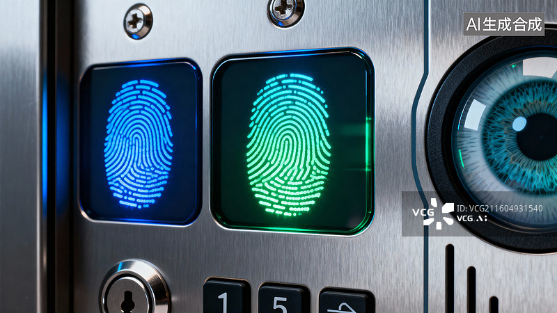 【AI数字艺术】生物识别指纹及眼球扫描系统图片素材