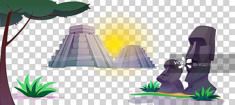 复活节岛风景横幅，带有古代图片素材