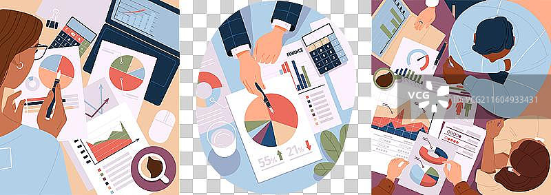 俯视角度拍摄的办公室员工商务会议图片素材