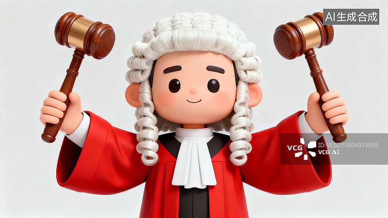 【AI数字艺术】卡通法官手持法槌图片素材