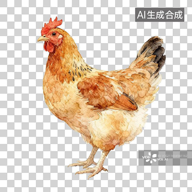【AI数字艺术】水彩画母鸡图片素材
