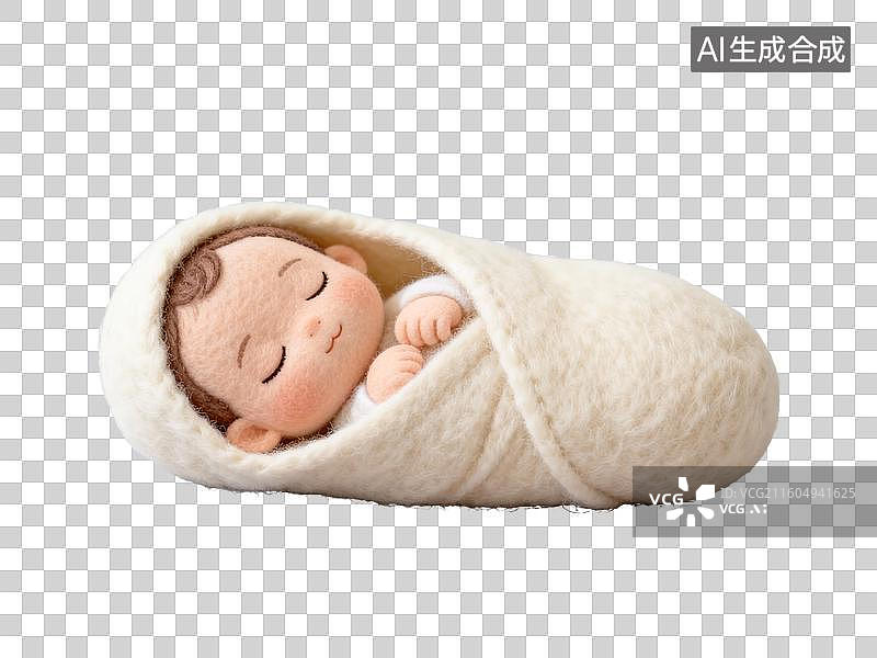 【AI数字艺术】母婴亲子主题 婴儿裹在毛毯中安睡图片素材