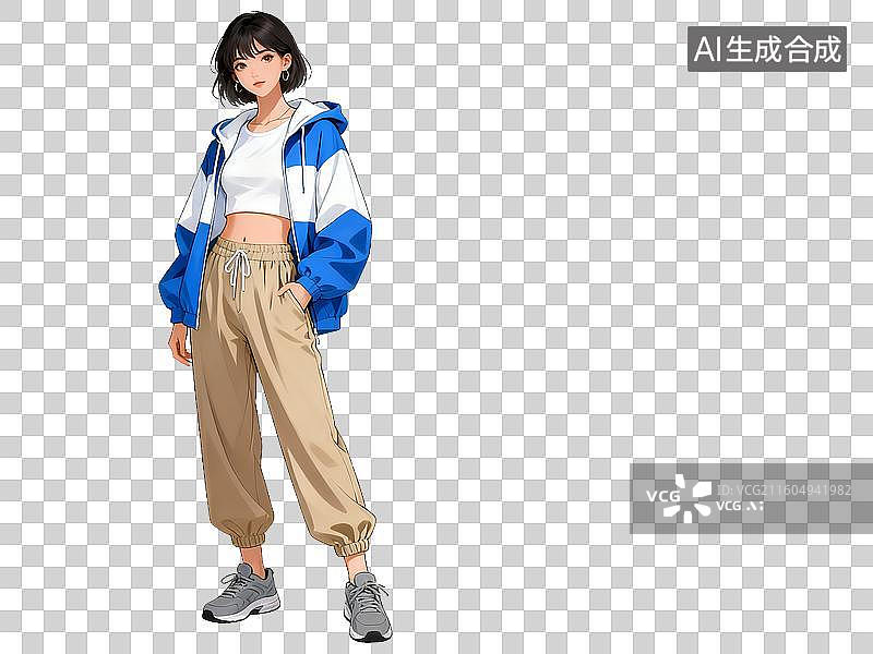 【AI数字艺术】电商购物 时尚人物 女性身穿休闲运动装站立图片素材