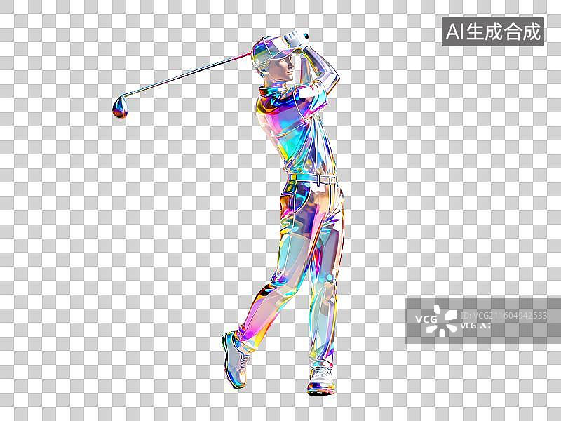 【AI数字艺术】体育运动 彩色抽象高尔夫挥杆人物图片素材