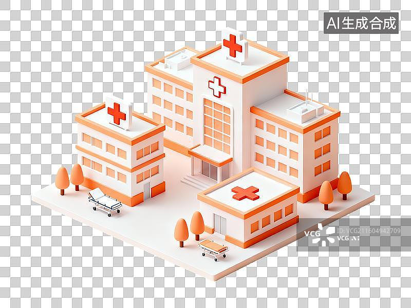 【AI数字艺术】医院建筑模型示意图图片素材