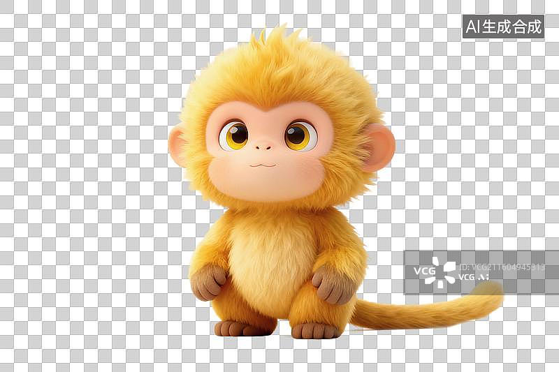 【AI数字艺术】卡通风格，一只可爱的金丝猴PNG格式的免扣元素图片素材