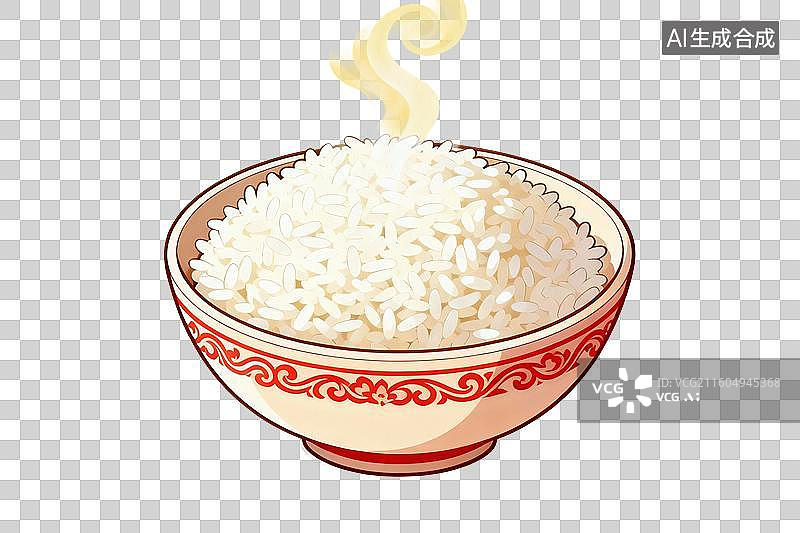 【AI数字艺术】卡通风格，一碗白米饭PNG格式的免扣元素图片素材