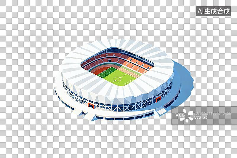【AI数字艺术】卡通风格，一座现代化的奥体中心PNG格式的免扣元素图片素材