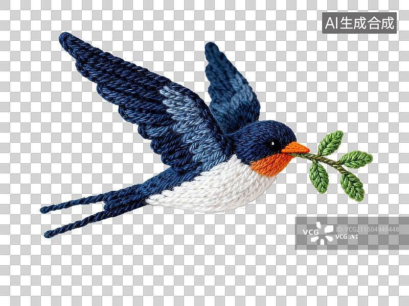 【AI数字艺术】二十四节气 春分 飞燕衔枝刺绣图案图片素材