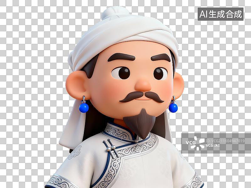 【AI数字艺术】3D 中国古代历史人物成吉思汗免抠设计素材图片素材