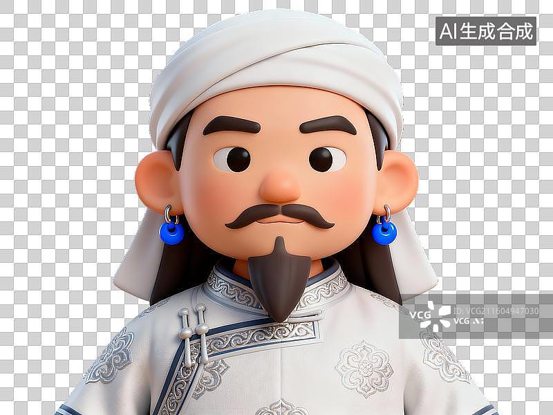 【AI数字艺术】3D 中国古代历史人物成吉思汗免抠设计素材图片素材