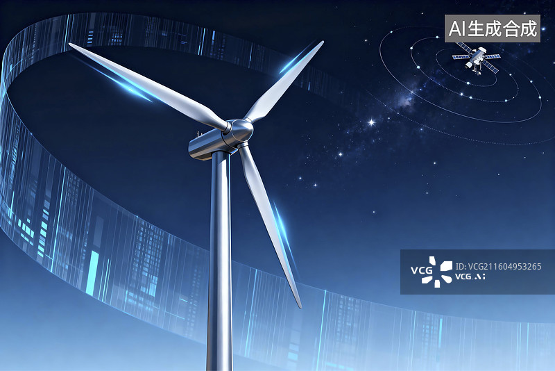 【AI数字艺术】智能风力涡轮机与科技结合图片素材