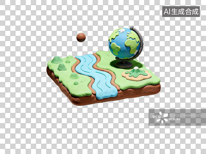 【AI数字艺术】3d粘土质感教育地理学科元素图片素材