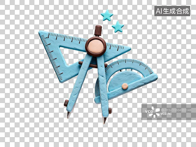 【AI数字艺术】3d粘土质感教育数学测量元素图片素材