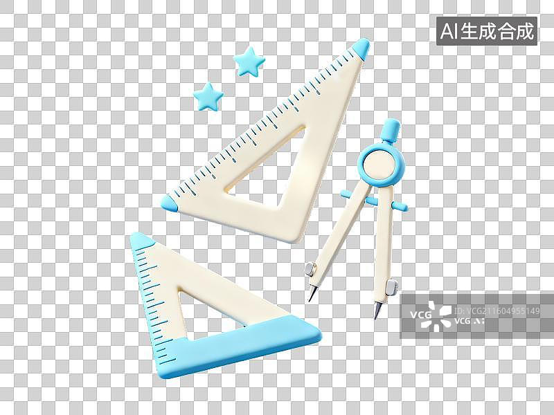 【AI数字艺术】3d粘土质感教育数学测量元素图片素材