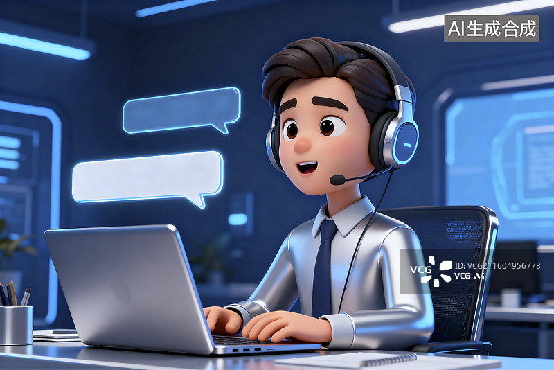 【AI数字艺术】商务场景中的客服人员图片素材