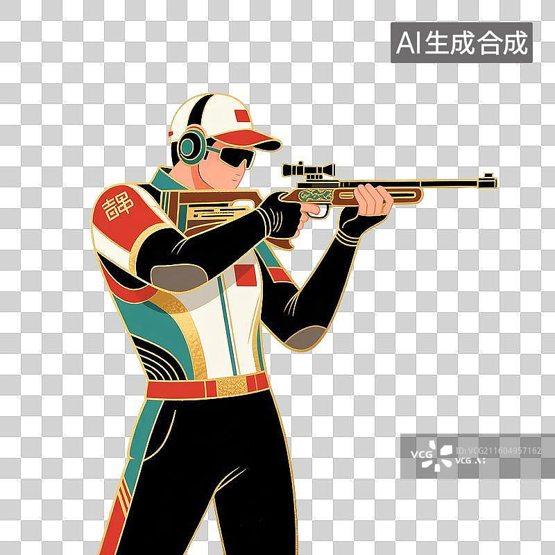 【AI数字艺术】国潮风插画免扣元素：打靶，射击，靶子，瞄准，体育比赛图片素材
