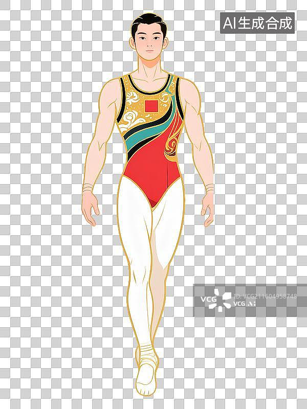 【AI数字艺术】国潮风插画免扣元素：平衡木，艺术体操，国际体育比赛，体操，奥运会图片素材