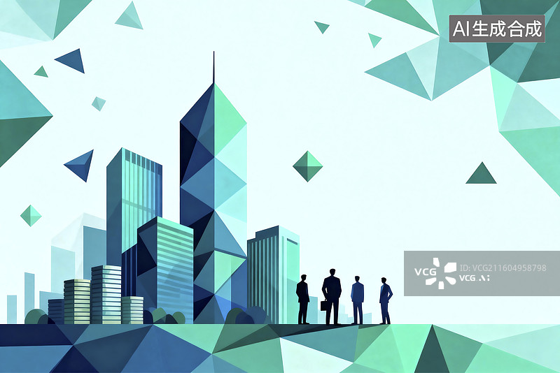 【AI数字艺术】现代都市商务人士剪影图片素材