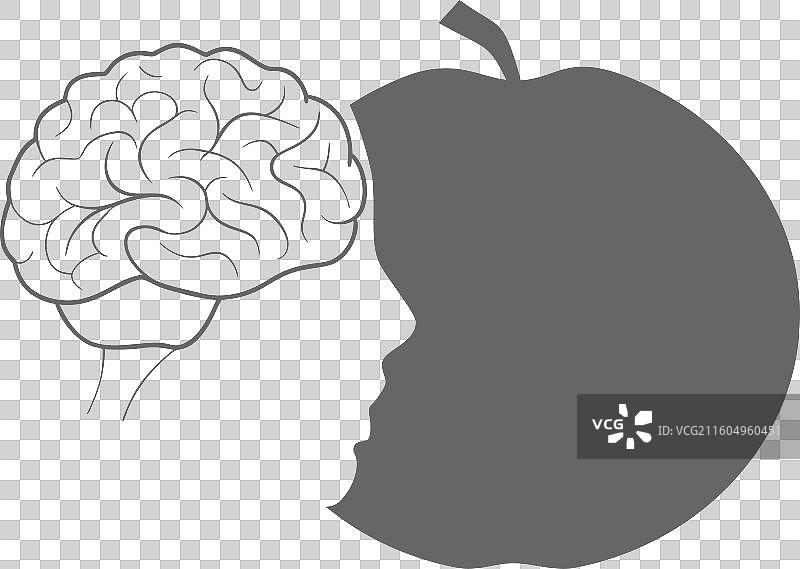 一只苹果的正面人脸侧视图光学错觉图片素材