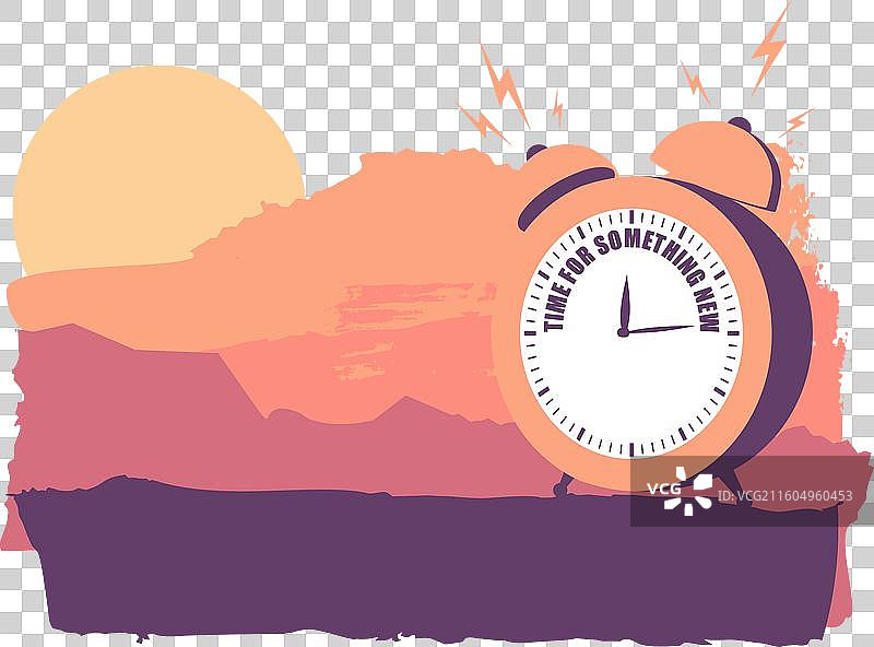 模拟时钟，显示“是时候迎接新事物”的时间图片素材