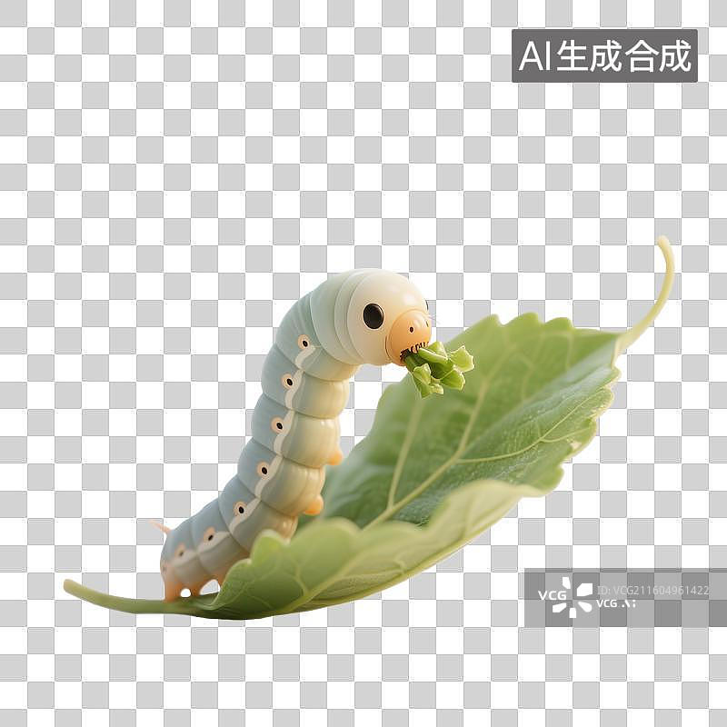 【AI数字艺术】蚕在吃桑叶图片素材