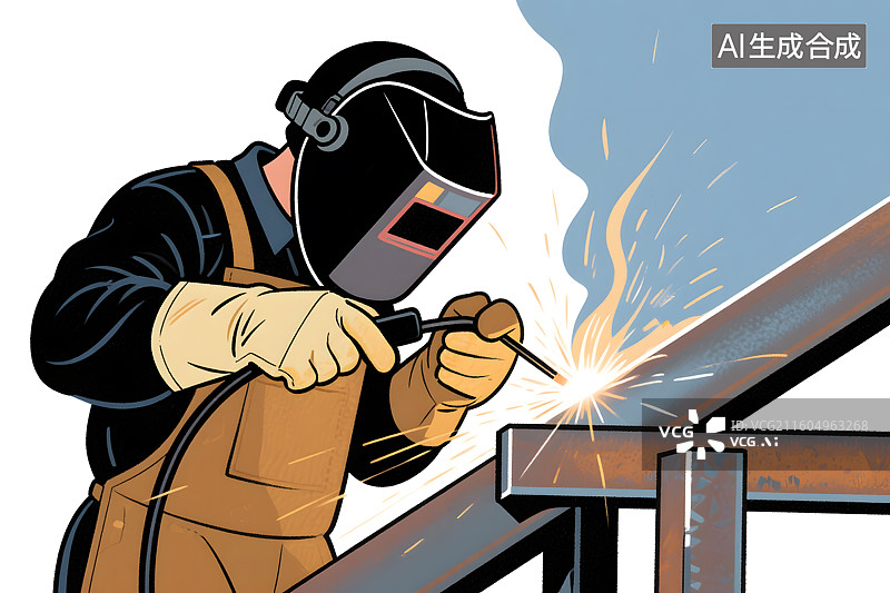 【AI数字艺术】工业焊接工人作业场景图片素材