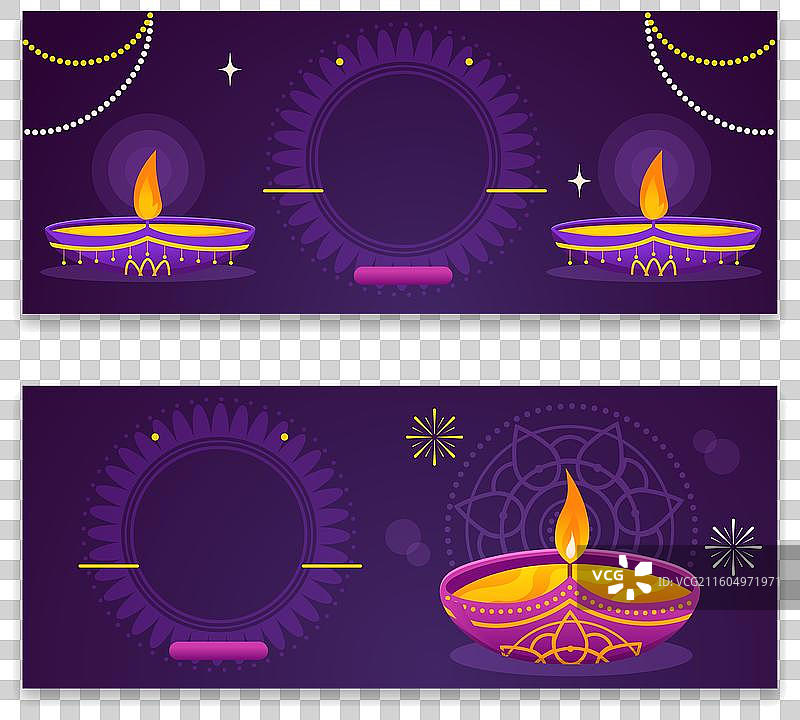 排灯节主题的蜡烛装饰横幅图片素材