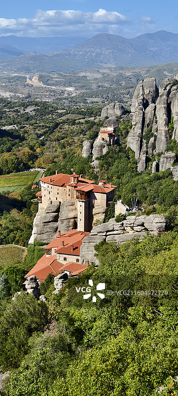 希腊天空之城～梅黛奥拉-圣尼古拉奥斯修道院，卢萨诺修道院图片素材