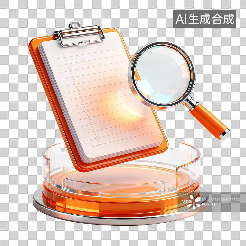 【AI数字艺术】放大镜检查笔记本细节图片素材