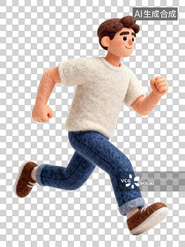 【AI数字艺术】奔跑的毛毡人图片素材