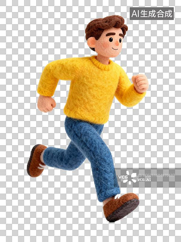 【AI数字艺术】奔跑的毛毡人图片素材