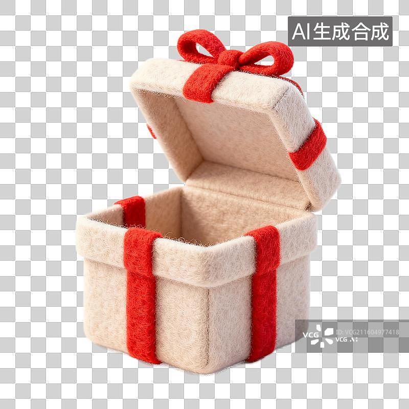 【AI数字艺术】打开的毛绒礼物盒图片素材