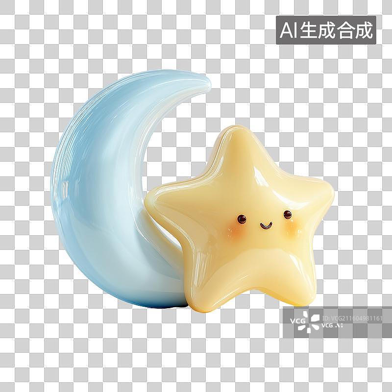 【AI数字艺术】星星月亮3D场景图片素材