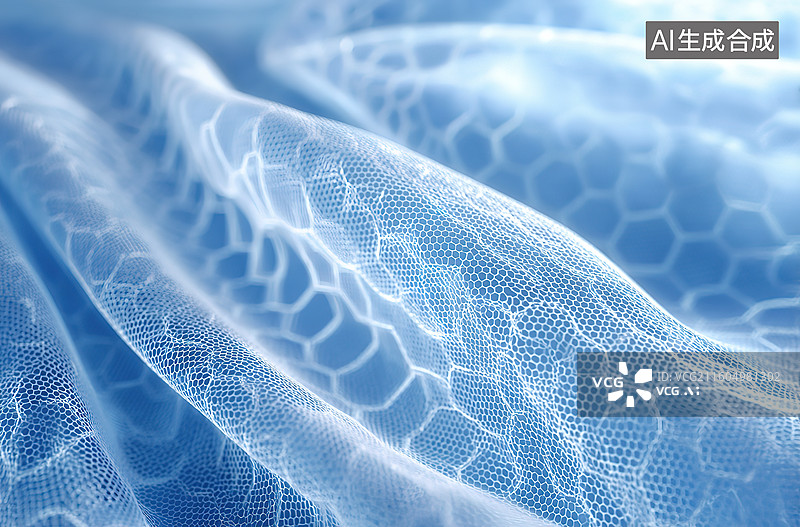 【AI数字艺术】蓝色网状织物纹理特写图片素材