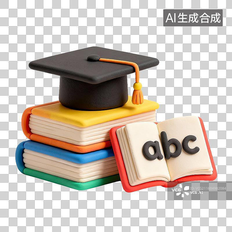 【AI数字艺术】带有毕业帽的书籍与教育图片素材