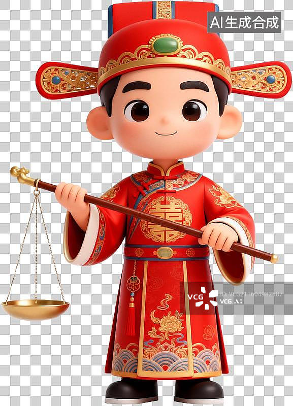 【AI数字艺术】3D卡通立体插画中式风格中式婚礼结婚定亲插画元素图片素材