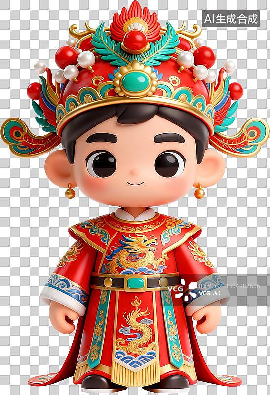 【AI数字艺术】3D卡通立体插画中式风格中式婚礼结婚定亲插画元素图片素材