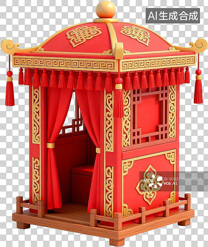 【AI数字艺术】3D卡通立体插画中式风格中式婚礼结婚定亲插画元素图片素材